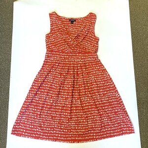 Lands End Surplice Sleeveless Dress Medium 10-12 Stretch Coral White